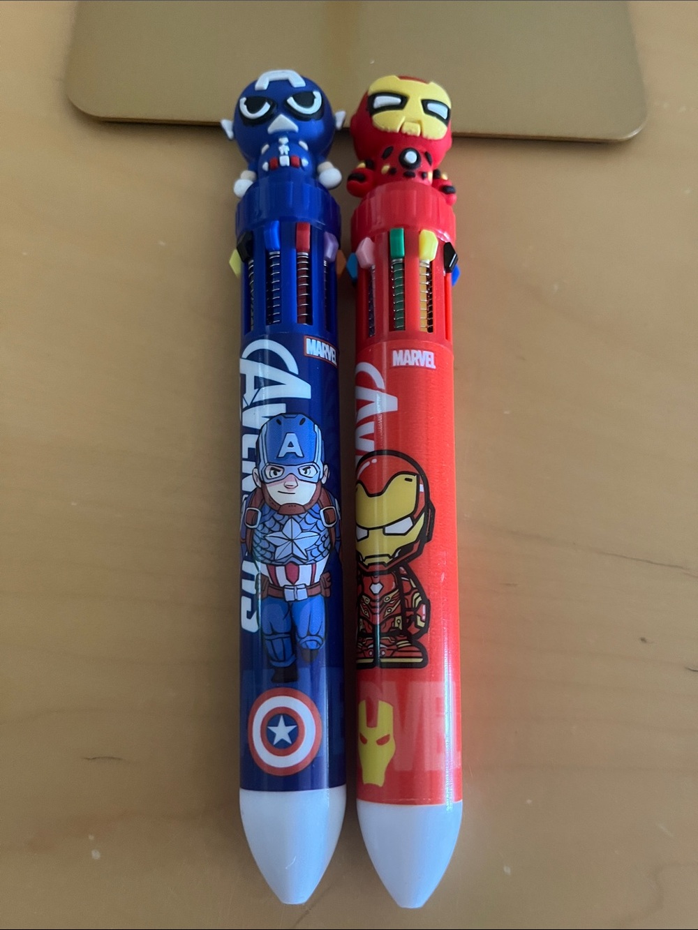 Marvel Blue Captain America & Red Iron Man Multi-Color Retractable Pens